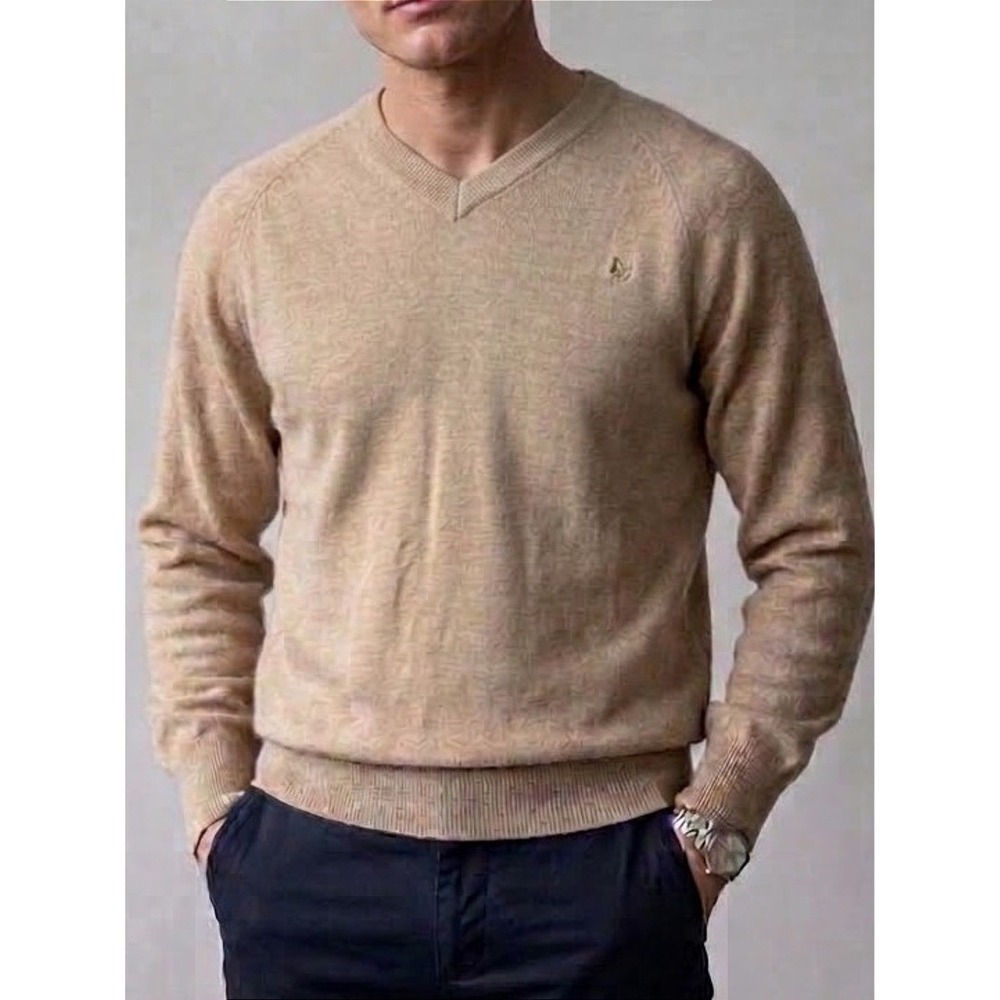 Vintage Christian Dior Tan V-Neck Sweater Mens Medium Made in USA